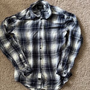 Rails Navy and White Plaid Button-Down Shirt